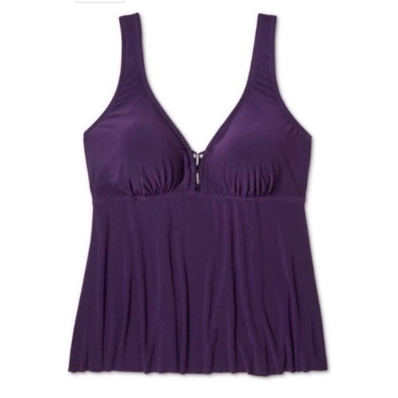 NWT Aqua Green purple tankini swim top - Picture 2 of 5